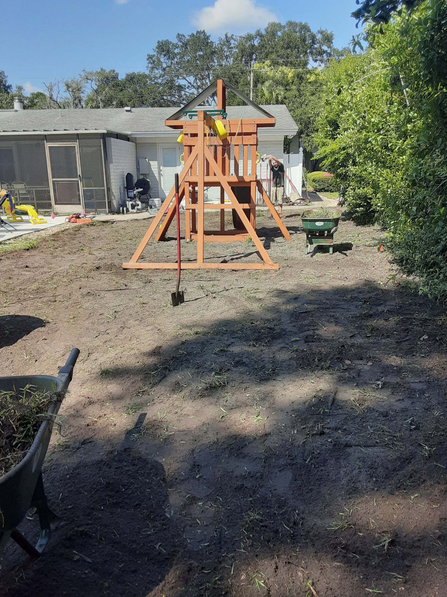 Backyard before sod installation